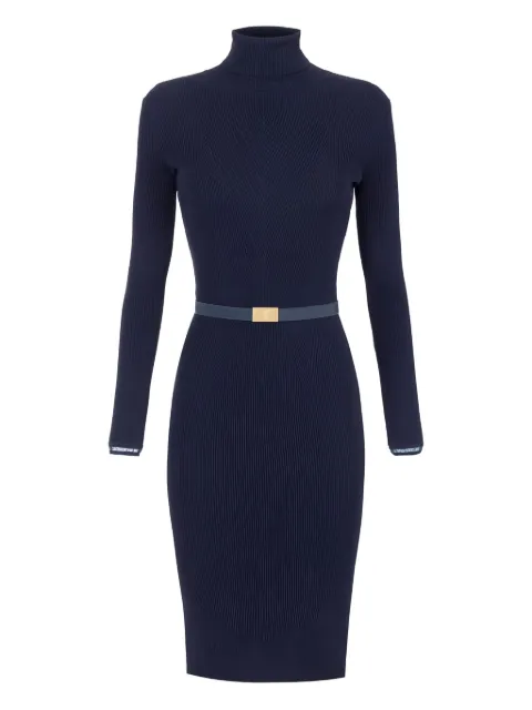 Elisabetta Franchi ribbed long-sleeve mini dress Blue AM07B56E2