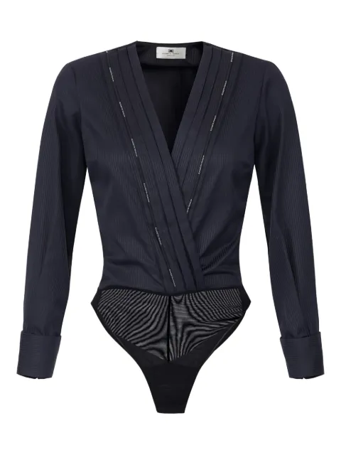 Elisabetta Franchi tuxedo-details logo-piping bodysuit Black CB00256E2