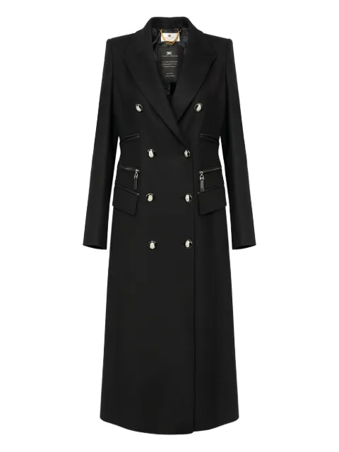 Elisabetta Franchi enamelled button double-breasted coat Black CP01056E2