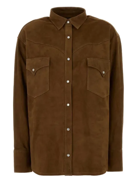 LOIS JEANS chest-pocket suede shirt Brown 35027930