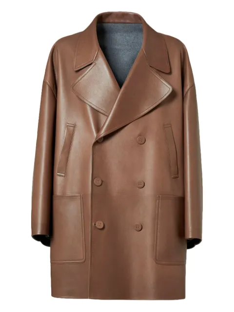 FENDI double-breasted lambskin coat Brown FPJ897AQOI