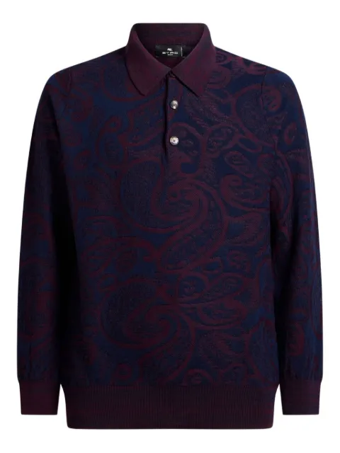ETRO jacquard wool polo shirt Blue MRKF0028AQ298
