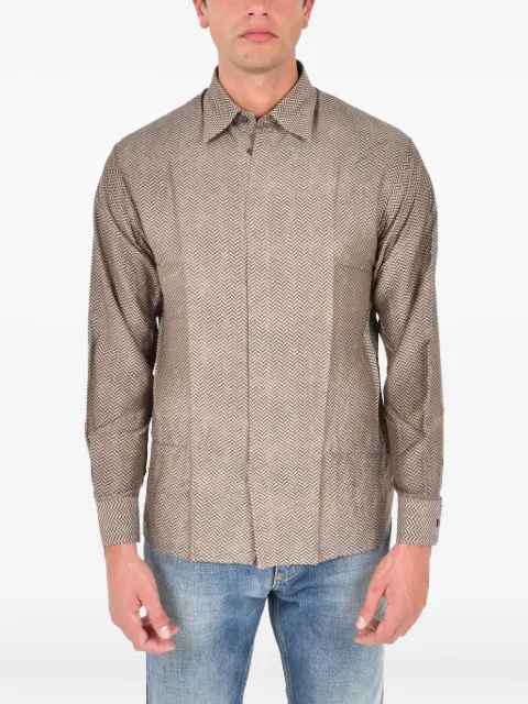 Emporio Armani herringbone-pattern shirt Brown EM004178AF21288F1043
