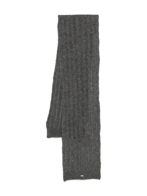 Herno logo-plaque ribbed-knit scarf Grey SCP0006DR70275