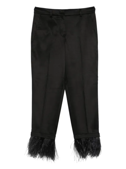 Incotex feather-trim trousers Black 171945D1259