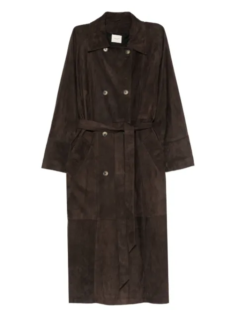 mara bini leather double-breasted coat Brown ANNA