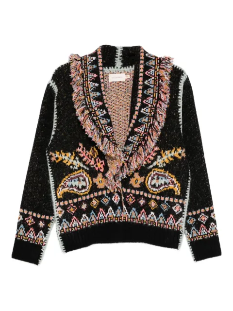 Cecilia Prado Isadora fringed patterned cardigan Black CP25060