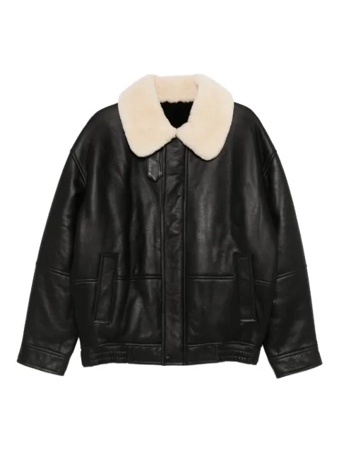 Yves Salomon shearling-collar jacket Black 26WHV61672MSBS
