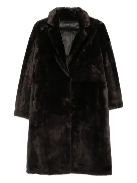Yves Salomon notched-collar coat Brown 21WYM60504MESI