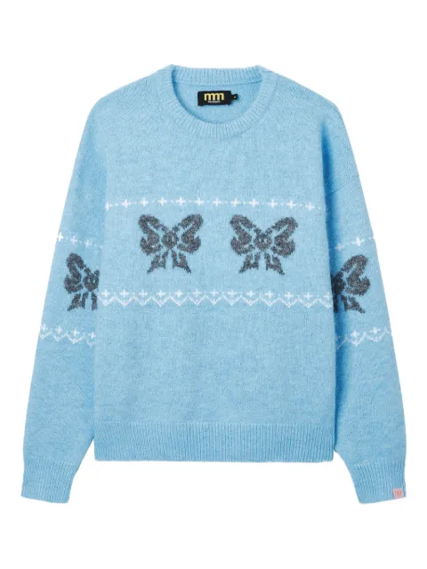 Mini Cream bow pattern sweater Blue 5FS304A
