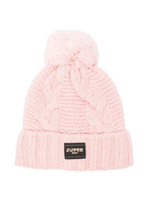Superdry pom-pom cable-knit beanie Pink W9010163A