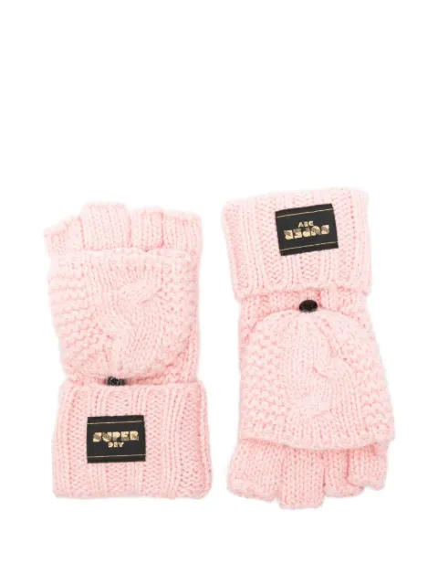 Superdry cable-knit gloves Pink W9310072A