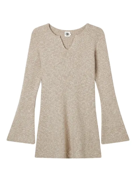 b+ab flared-sleeve V-neck mini dress Neutrals 5F325AS
