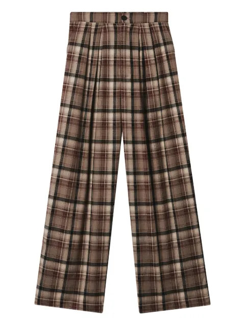 tout a coup plaid-check pleated trousers Brown M114AF5