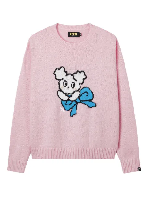 Mini Cream intarsia-knit crew-neck sweater Pink 5FS303A
