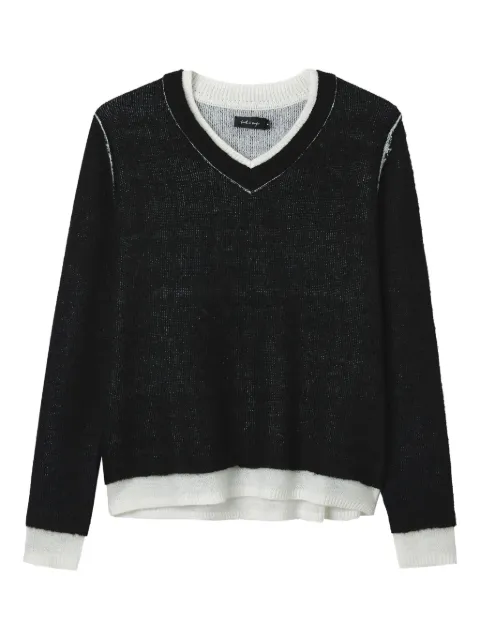 tout a coup layered V-neck sweater Black M310AF5