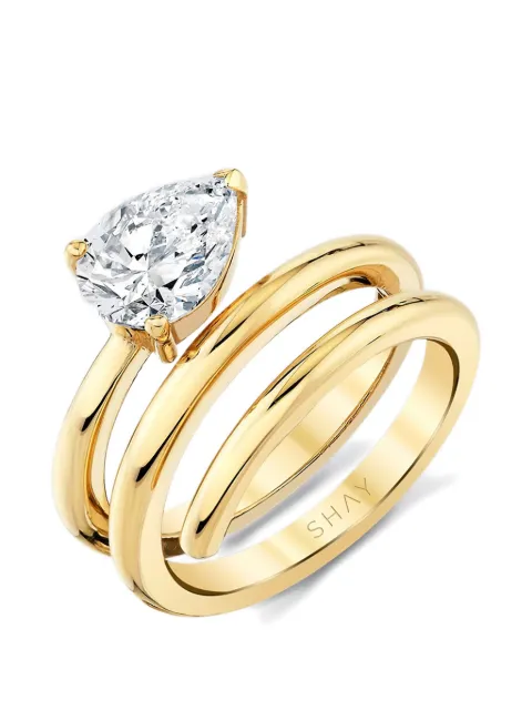 SHAY diamond pear spiral ring Gold SR574YGDIA