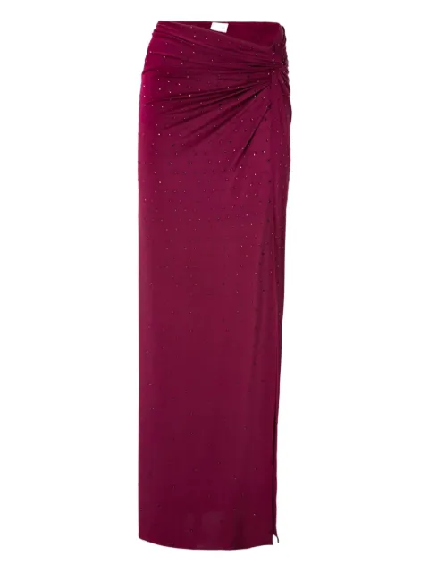 THE ANDAMANE Zohra crystal draped knot maxi skirt Red TM180311BTJP185