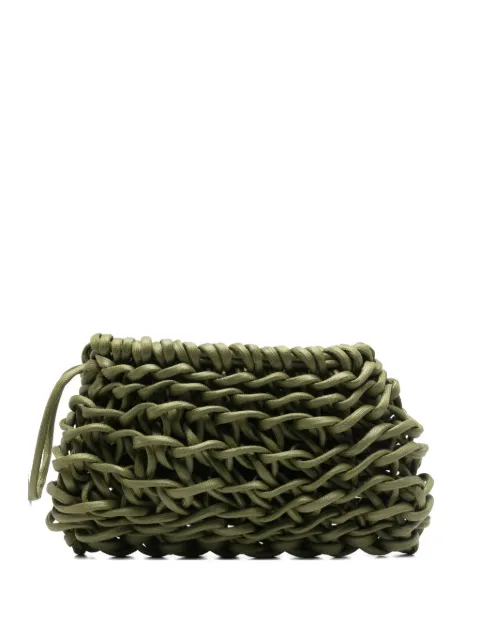 Alienina Nora interwoven clutch bag Green NORA