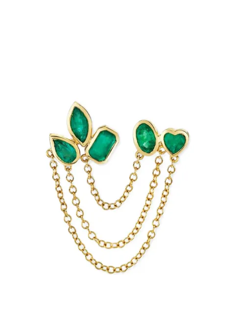 SHAY emerald double-chain stud earrings Gold SE406SYGEMLD