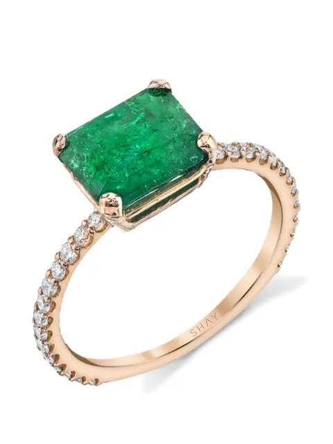 SHAY diamond and emerald solitaire ring Gold SR140RGEMDIA