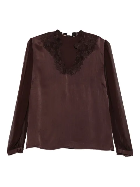 TWINSET lace-detailing blouse Brown 252TT224311054