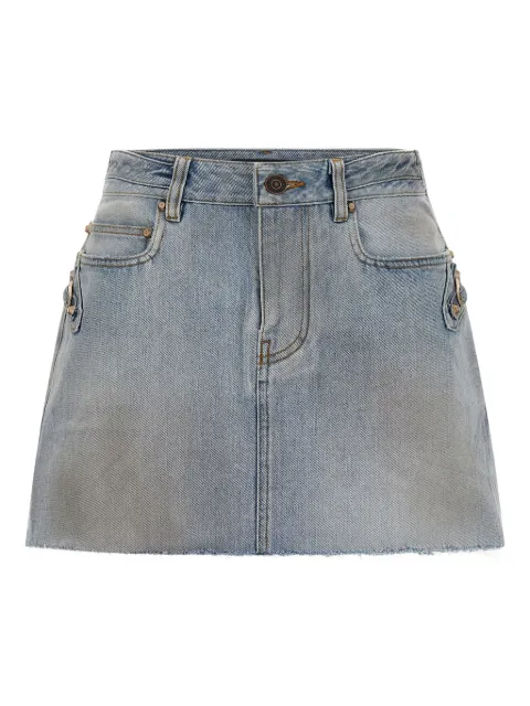 Balenciaga City raw-cut mini skirt Blue 852324TTW74