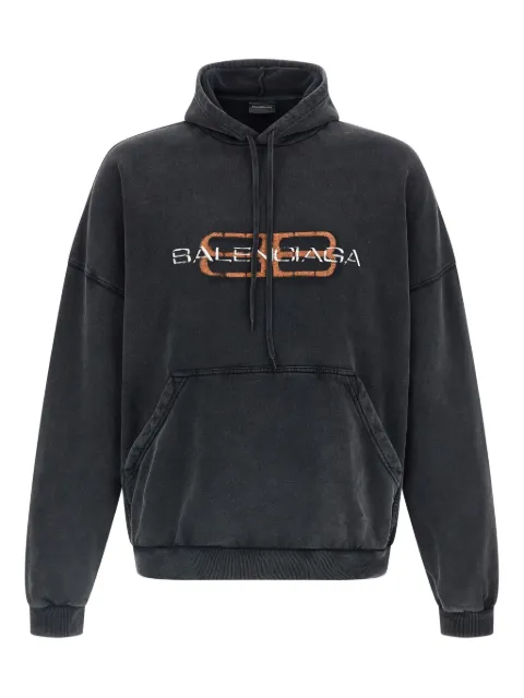 Balenciaga front-print kangaroo-pocket hoodie Black 850349TTVD7