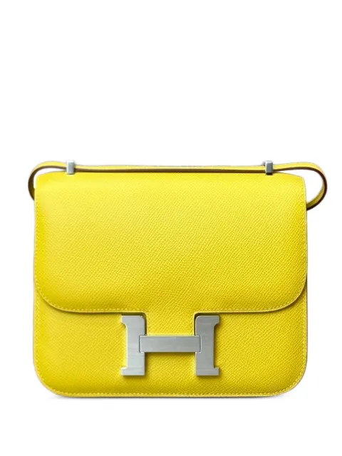 Hermès Pre-Owned 2023 Cumin Constance 18 Mini Mirror Epsom Palladium Hardware mini bag Yellow CONSTANCE18