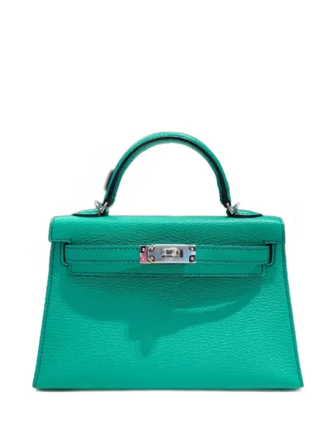 Hermès Pre-Owned 2024 Hermès Special Order (HSS) mini Kelly Sellier 20 Verso Chèvre Leather palladium-hardware tote bag Green KELLYSELLIER20