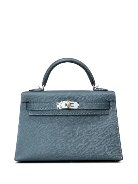 Hermès Pre-Owned 2024 mini Kelly Sellier 20 Epsom electrum-hardware tote bag Blue KELLYSELLIER20