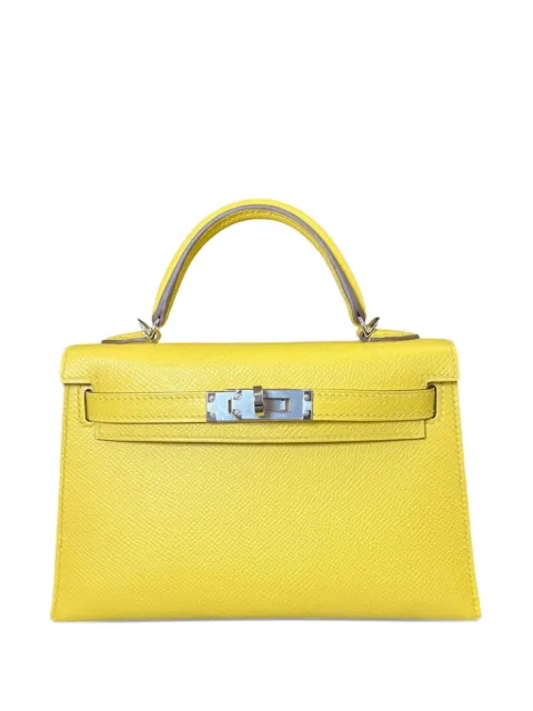 Hermès Pre-Owned 2022 mini Kelly 20 Sellier Mini Epsom palladium-hardware tote bag Yellow KELLYSELLIER20