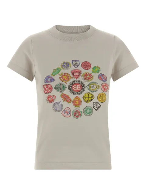 Balenciaga logo-print crew-neck T-shirt Neutrals 850263TTVH6