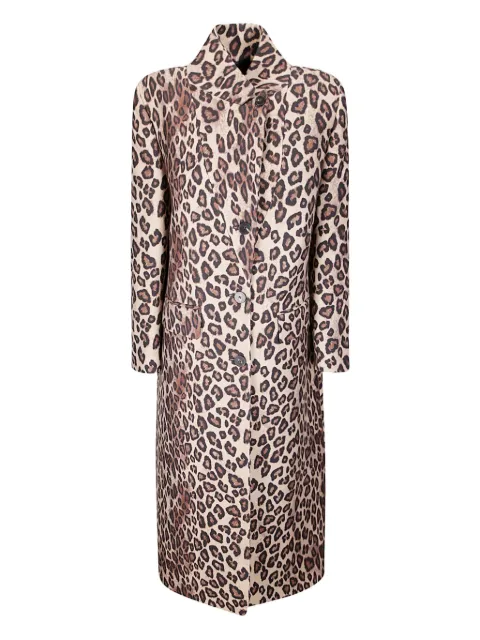 Alberto Biani button leopard-print coat Neutrals OO890WO3063