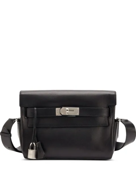Hermès Pre-Owned Kelly Messenger Swift-leather palladium-hardware messenger bag Black KELLYMESSANGER