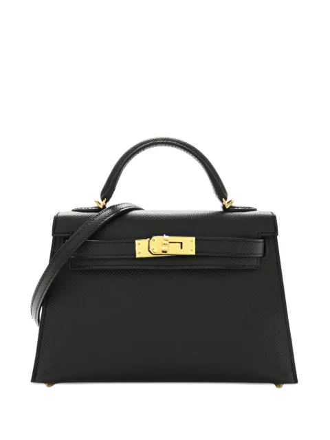 Hermès Pre-Owned 2024 Mini Kelly Sellier 20 Epsom-leather gold-hardware tote bag Black KELLYSELLIER20