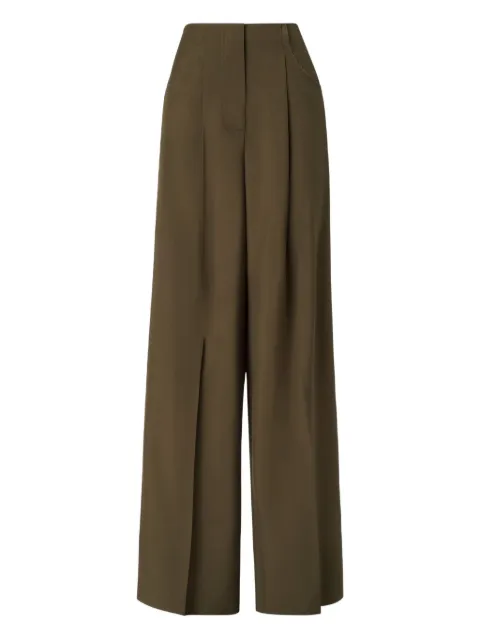 FENDI pleat-detail wide-leg trousers Green FR6655AQ3H