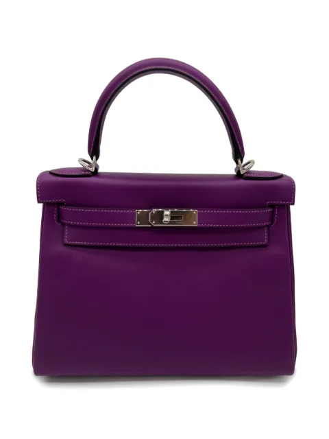Hermès Pre-Owned 2018 Kelly 28 Retourne Swift palladium-hardware handbag Purple KELLY28RETOURNE