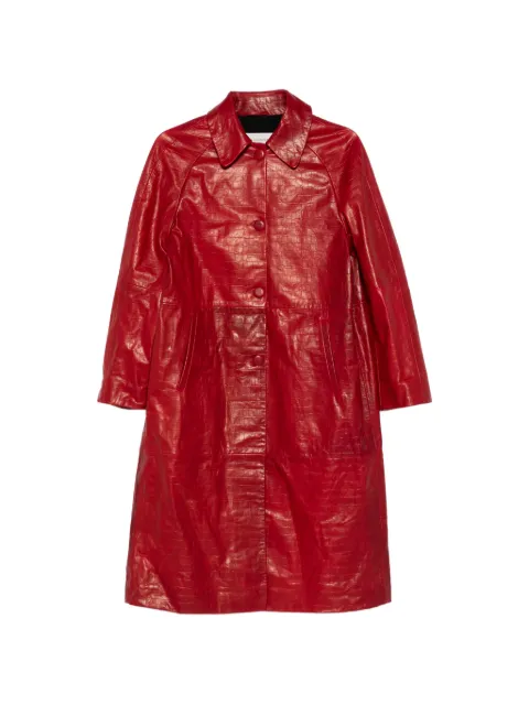 Nour Hammour croco-embossed leather coat Red RS26CT23
