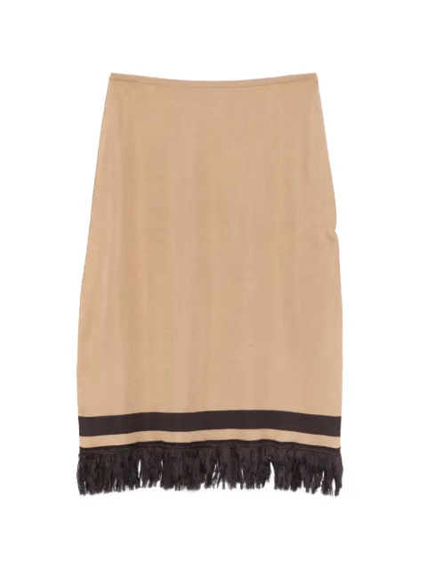 Ferragamo fringe hem midi skirt Neutrals 13H867S
