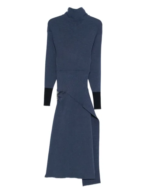 Lanvin safety pin-detail roll-neck dress Blue RWDR0040K065H25