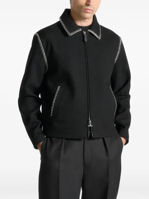 Manière De Voir Alex whipstitch twill boxy jacket Black MAN3303