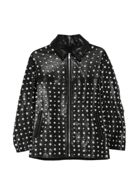 Nour Hammour studded zip leather jacket Black RS26JK11