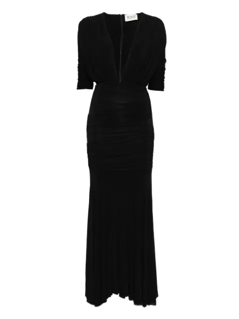 TOVE V-neck ruched dress Black TVD207BLK