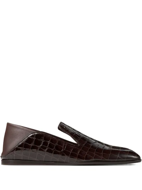 Jimmy Choo Eliot crocodile-embossed leather slippers Brown ELIOTSLIPPERMCBH