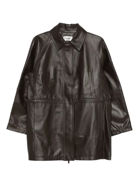 Cordera collared leather coat Brown 254056