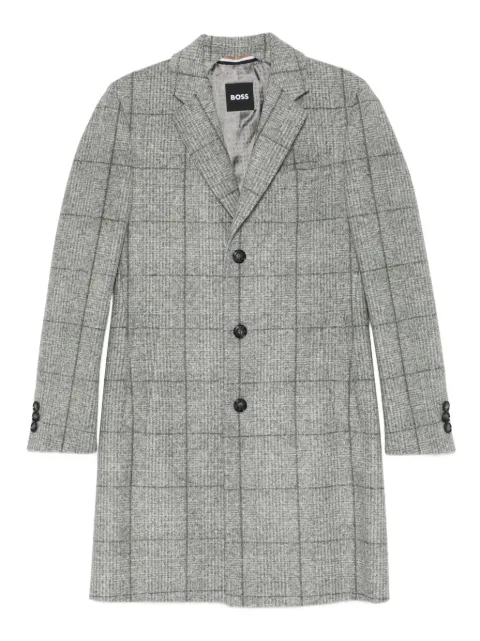 BOSS checked buttoned coat Grey 50551092