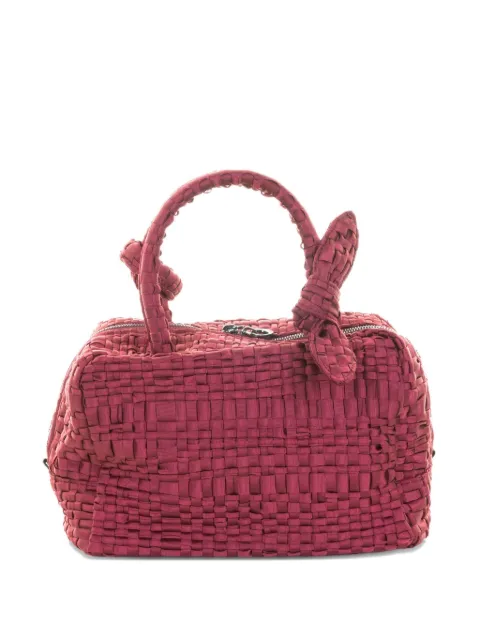 Maria La Rosa woven-texture bow-detail tote bag Red BOWBAGWBW25234235