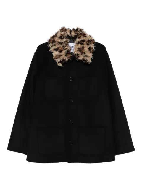 MSGM faux-fur collar jacket Black 3940MDH25257603