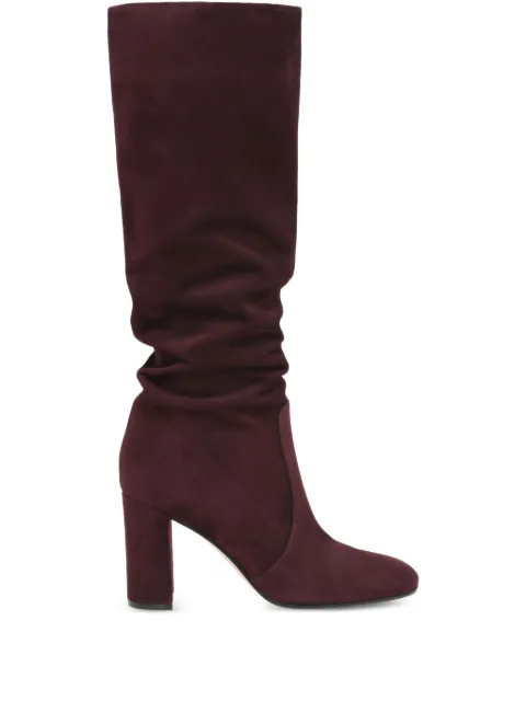 Gianvito Rossi 85mm Glen ruched block-heel knee-high boots Red G8062785RICC45